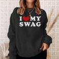 I Love Mywag アイ・ラブ・マイ・スワッグ、アイ・ハート・マイ・スワッグ 長袖tシャツ スウェットシャツ 彼女への贈り物
