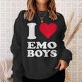 Red Heart I Love Emo Boys スウェットシャツ 彼女への贈り物