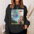 Ufo付き猫セルフィー スウェットシャツ 彼女への贈り物