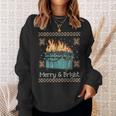 Ugly Christmas Sweater Dumpster Fire Merry And Bright Sweatshirt Gifts for Her