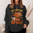 Wait Your Turn Thanksgiving Day Turkey Santa Christmas Sweatshirt Gifts for Her