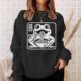 おもしろい 不機嫌そうなカエル ラーメン かわいい 水墨画 日本語 長袖tシャツ スウェットシャツ 彼女への贈り物