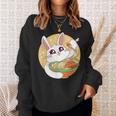 かわいい ウサギ 食べる ラーメン 漫画 カワイイ 食べ物 好き スウェットシャツ 彼女への贈り物