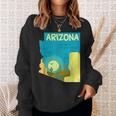 アリゾナ州の地図、モダンな抽象的なアリゾナ砂漠、サボテン スウェットシャツ 彼女への贈り物