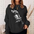 クラリネットを弾く猫 面白い猫ミュージシャン クラリネット教師 スウェットシャツ 彼女への贈り物