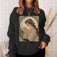 コーヒー好きのミュシャ風のアールヌーボー スウェットシャツ 彼女への贈り物
