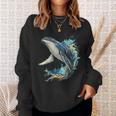 ザトウクジラ 動物 グラフィック イラスト ザトウクジラ スウェットシャツ 彼女への贈り物