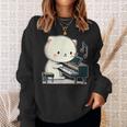ピアノを弾くかわいい猫 ヴィンテージ かわいい猫 アート 日本アニメ スウェットシャツ 彼女への贈り物