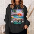 ホノルル ハワイ ハワイアン 波 ビーチ 夏 サーフィン レトロ 長袖tシャツ スウェットシャツ 彼女への贈り物