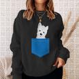 ポケットに犬のウェスティ犬テリアフロントポケット胸 スウェットシャツ 彼女への贈り物