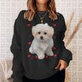 マルチーズ 犬 オーナー ラバー デザイン 子犬 ハート デザイン スウェットシャツ 彼女への贈り物