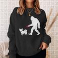 レトロ ビッグフット ウォーキング パピヨン 犬 面白い サスカッチ 長袖tシャツ スウェットシャツ 彼女への贈り物