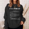 ヴィンテージ ホワイト F14 トムキャット 飛行機 スケマティック F-14 ジェット 長袖tシャツ スウェットシャツ 彼女への贈り物