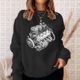 ヴィンテージカーエンジンコンポーネント 青写真 図 メンズグラフィック 長袖tシャツ スウェットシャツ 彼女への贈り物