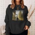 夜明けの竜脚類恐竜の森 リアルなグラフィックデザイン スウェットシャツ 彼女への贈り物