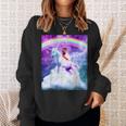 宇宙パグ 雲の上のレインボーユニコーン スウェットシャツ 彼女への贈り物