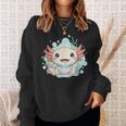 笑顔のaxolotl カワイイかわいい水中漫画 スウェットシャツ 彼女への贈り物