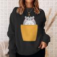胸ポケットにハムスター 長袖tシャツ スウェットシャツ 彼女への贈り物