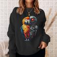 面白いオウムロボット動物愛好家サイボーグオウムロボット Robot Parrot Lover Cyborg Ai スウェットシャツ 彼女への贈り物