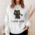 I Love Cats シャツ キュート 黒猫好き キッズ 子猫 スウェットシャツ 彼女への贈り物