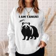 たぬきのシルエット I Am Tanuki おもしろ ユニーク 白黒 アニマル かわいい動物 狸 タヌキ 野生動物 スウェットシャツ 彼女への贈り物