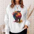 カバ 動物 カラフル グラフィック 抽象 アート 絵画 カバ スウェットシャツ 彼女への贈り物