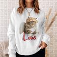 キューピッドコスチュームを着た面白い猫、聖バレンタインの猫の自撮り。 スウェットシャツ 彼女への贈り物