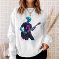 バックプリント ギタリスト エイリアン グラフィック ギター エイリアン ギタリスト スウェットシャツ 彼女への贈り物
