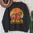 Jesus Has Your Back Jiu Jitsu レトロ クリスチャン メンズ レディース キッズ スウェットシャツ 年配の女性への贈り物