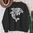 イルカ ポリネシアン トライバル マオリ ライトパターン イルカ 長袖tシャツ スウェットシャツ 年配の女性への贈り物