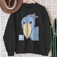 ハシビロコウさん『フル ビッグプリント』青い鳥【どうぶつフレンズ】ゆるくて かわいい 動物園の生き物 イラスト スウェットシャツ 年配の女性への贈り物