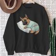 パジャマで寝ているかわいいベルギーのマリノア犬就寝アート 長袖tシャツ スウェットシャツ 年配の女性への贈り物
