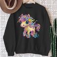 レインボーフラワーマジックのかわいいポニー。 スウェットシャツ 年配の女性への贈り物