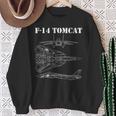 ヴィンテージ ホワイト F14 トムキャット 飛行機 スケマティック F-14 ジェット 長袖tシャツ スウェットシャツ 年配の女性への贈り物