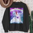 宇宙パグ 雲の上のレインボーユニコーン スウェットシャツ 年配の女性への贈り物