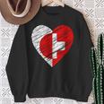 日本 スイス ハート 日本国旗 スイス国旗 ハート 長袖tシャツ スウェットシャツ 年配の女性への贈り物