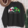 日本とブラジル ブラジル 日本人 パーフェクトヘリテージ ハート 長袖tシャツ スウェットシャツ 年配の女性への贈り物