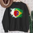 日本とブラジルのdnaヘリテージフラッグ 長袖tシャツ スウェットシャツ 年配の女性への贈り物