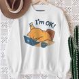 I'm Ok おかしな猫 在宅勤務 コーヒーミーム スウェットシャツ 年配の女性への贈り物