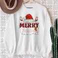 Merry Christmas Buffalo Plaid Red Santa Family Xmas Pajamas Tri-Blend Sweatshirt Gifts for Old Women