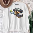 かわいい犬のテニス漫画アート スウェットシャツ 年配の女性への贈り物