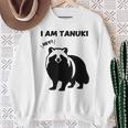 たぬきのシルエット I Am Tanuki おもしろ ユニーク 白黒 アニマル かわいい動物 狸 タヌキ 野生動物 スウェットシャツ 年配の女性への贈り物