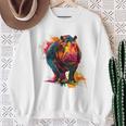 カバ 動物 カラフル グラフィック 抽象 アート 絵画 カバ スウェットシャツ 年配の女性への贈り物