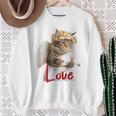 キューピッドコスチュームを着た面白い猫、聖バレンタインの猫の自撮り。 スウェットシャツ 年配の女性への贈り物