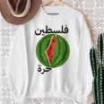 パレスチナ地図スイカアラビア書道 スウェットシャツ 年配の女性への贈り物
