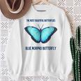 最も美しい蝶青いモルフォバタフライ スウェットシャツ 年配の女性への贈り物