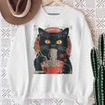 麺 猫 ラーメン好き 和食 猫 アート デザイン スウェットシャツ 年配の女性への贈り物