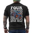 4Th Birthday Monster Truck Four Ever Wild 4 Year Old Boys Men's T-shirt Back Print 4Th Birthday Monster Truck Four Ever Wild 4 Year Old Boys Men's T-shirt Back Print