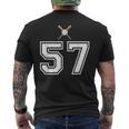 57 番 野球スタイル ヴィンテージホワイト メンズTシャツ バックプリント
