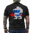 8ビット80年代レトロクラシックビデオゲームキャラクターダグヒーロー メンズTシャツ バックプリント